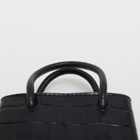 Balenciaga Shopping Phone Holder Croc-Embossed Crossbody Black - Picture 5 of 12
